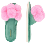 Annabel Trends Pom Pom Slippers - Cosy Luxe - Candy Green