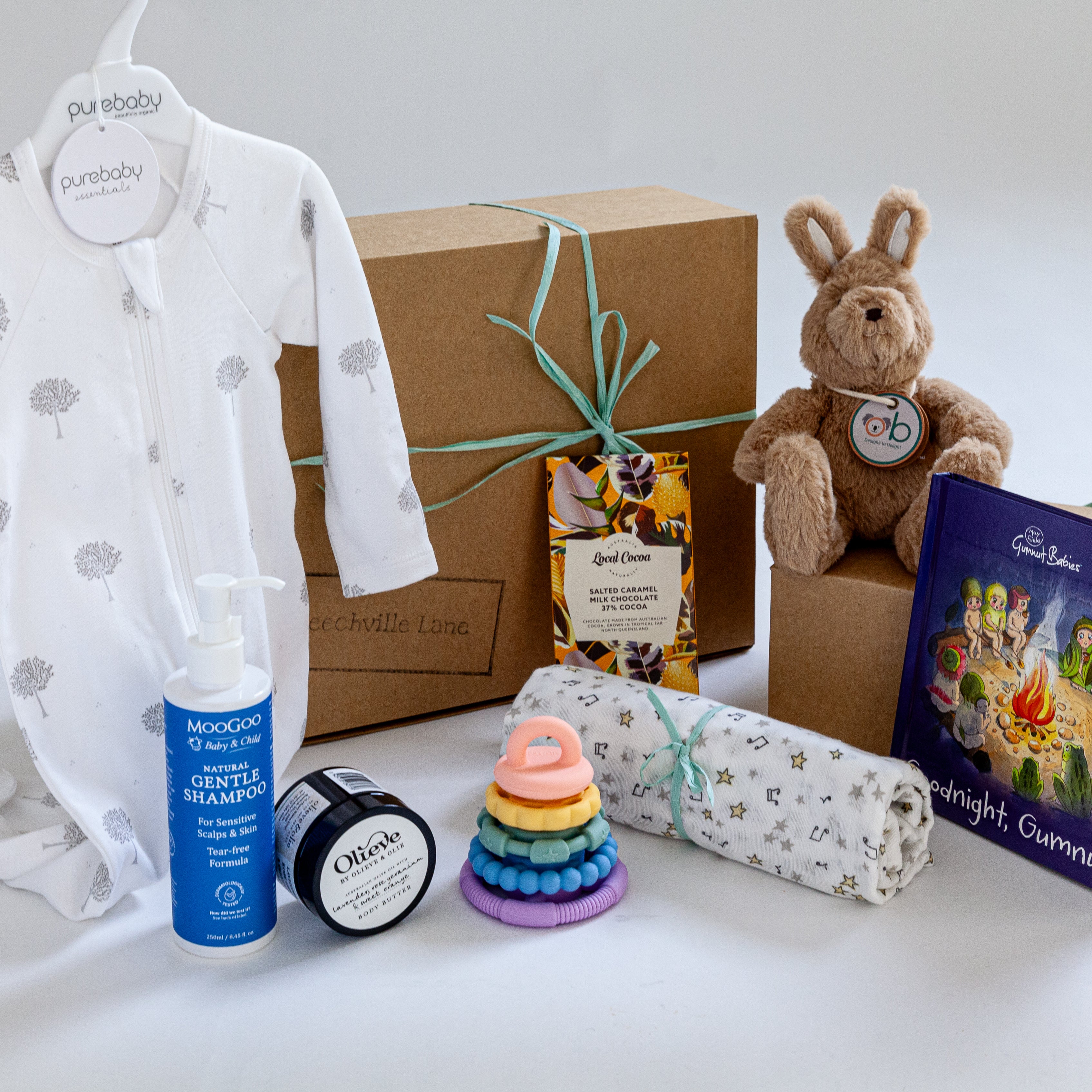 The Beaut Aussie Baby Gift Hamper with Australian-made essentials. Gender-neutral baby hamper Australia featuring premium baby gifts, organic essentials and newborn keepsakes.